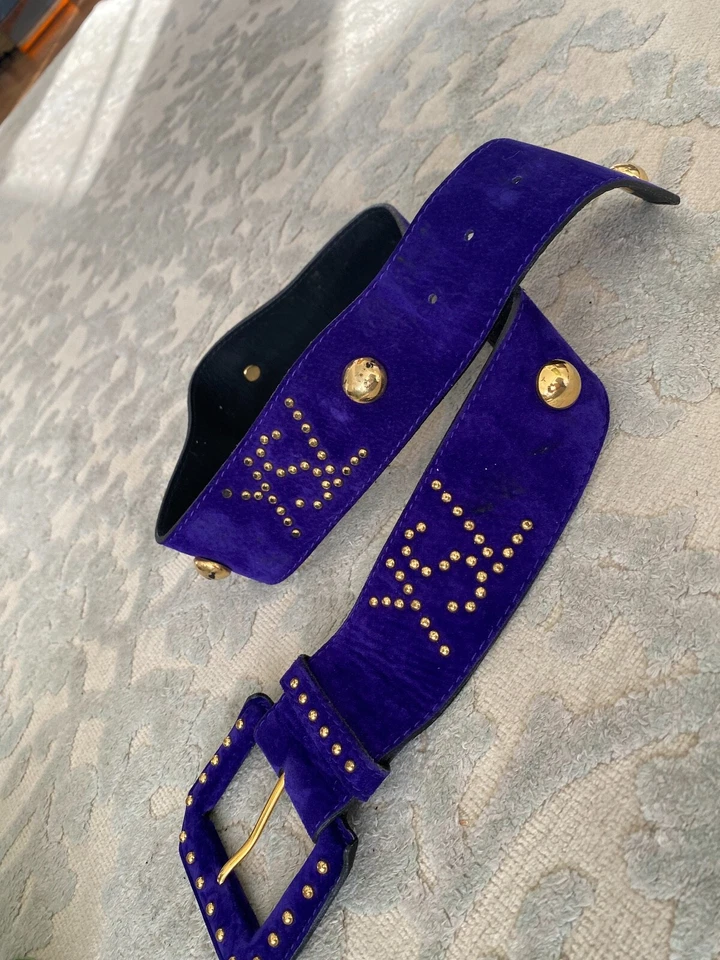 Cinturón ancho de gamuza Yves Saint Laurent azul púrpura talla 80 EE. UU. 32 Foto 2 de 4