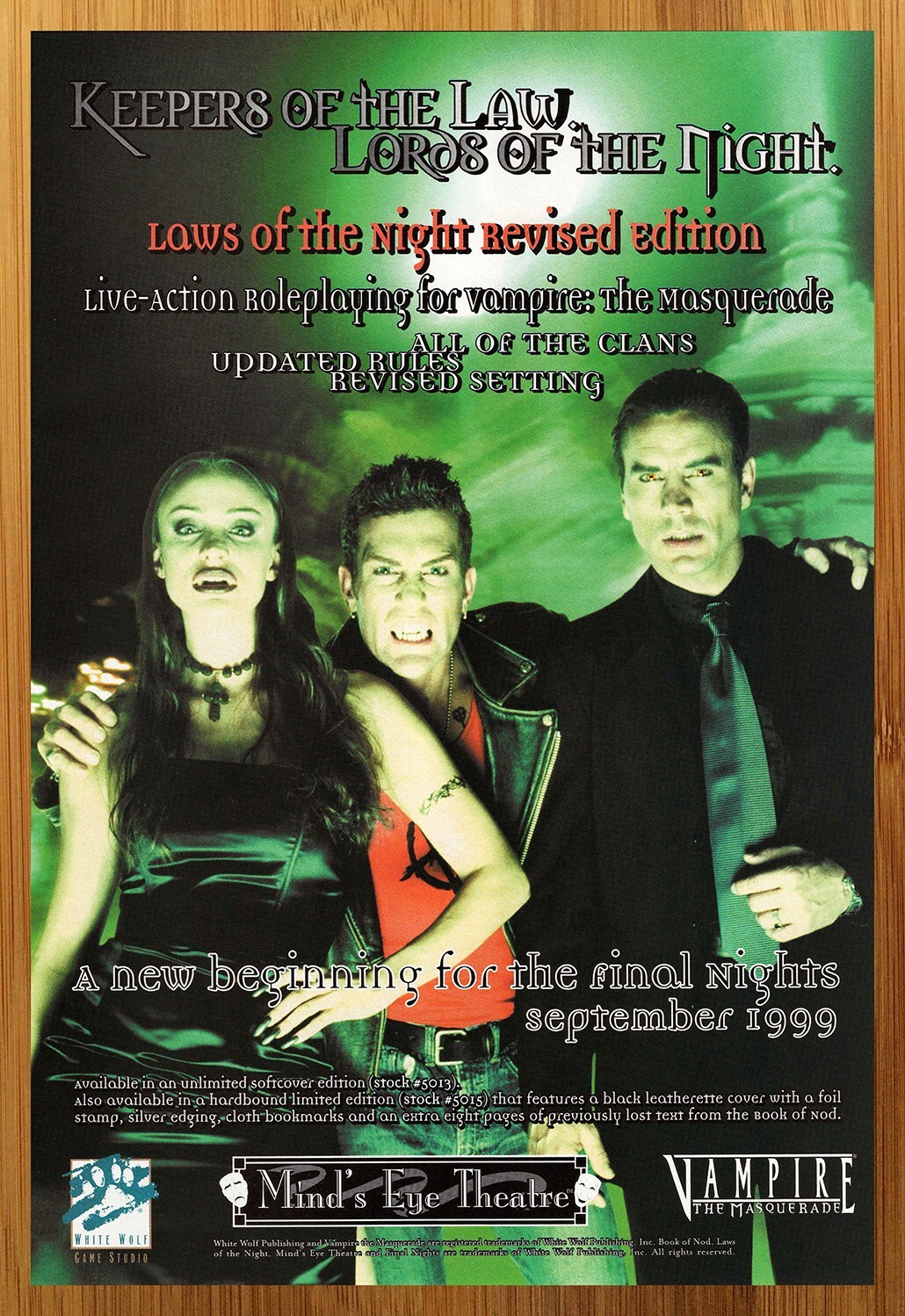 1999 Vampire The Masquerade Laws of the Night RPG Print Ad/Poster Game