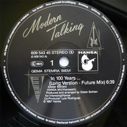 Modern Talking - In 100 Years… (Long Version - Future Mix) (12", Maxi) (Very G - Picture 3 of 5