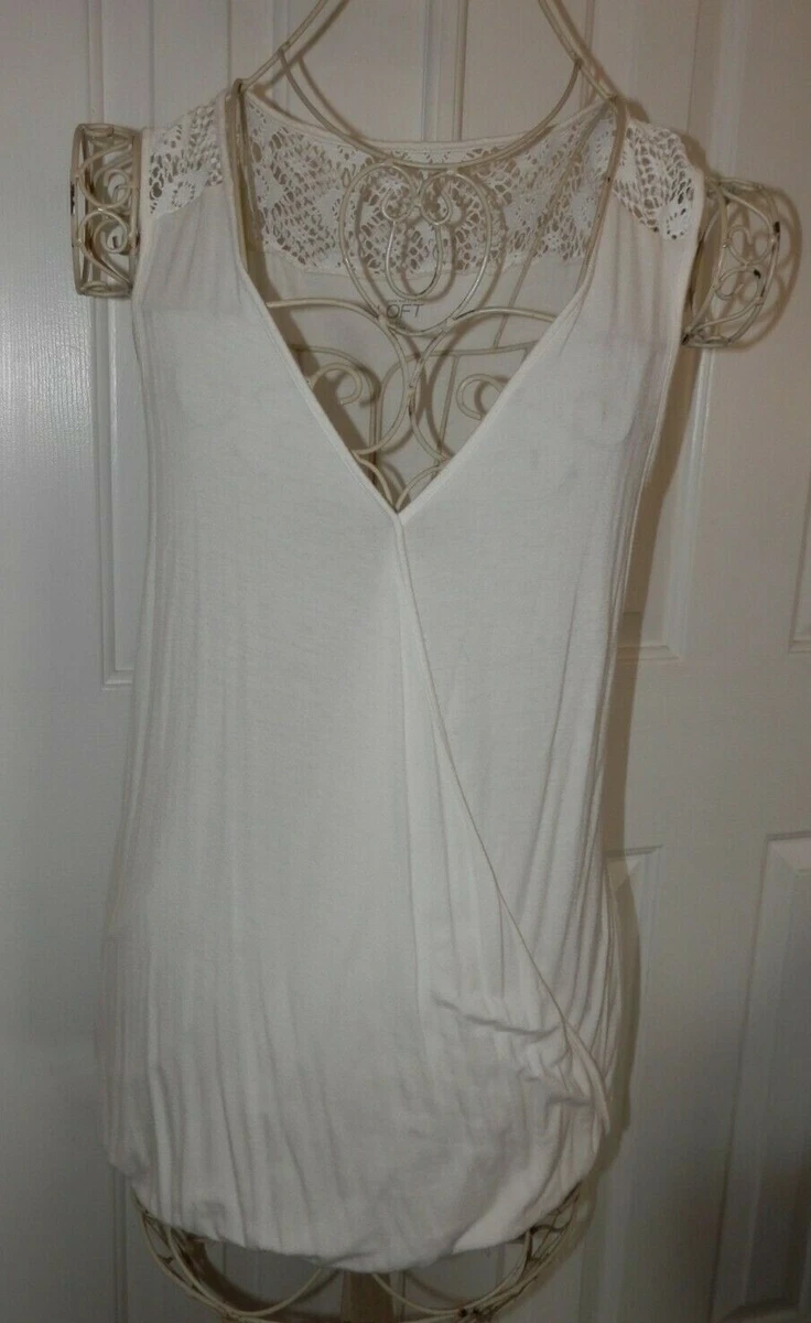 Ann Taylor Loft Lace Eyelet Blouse Women s Sleeveless off White Top P M