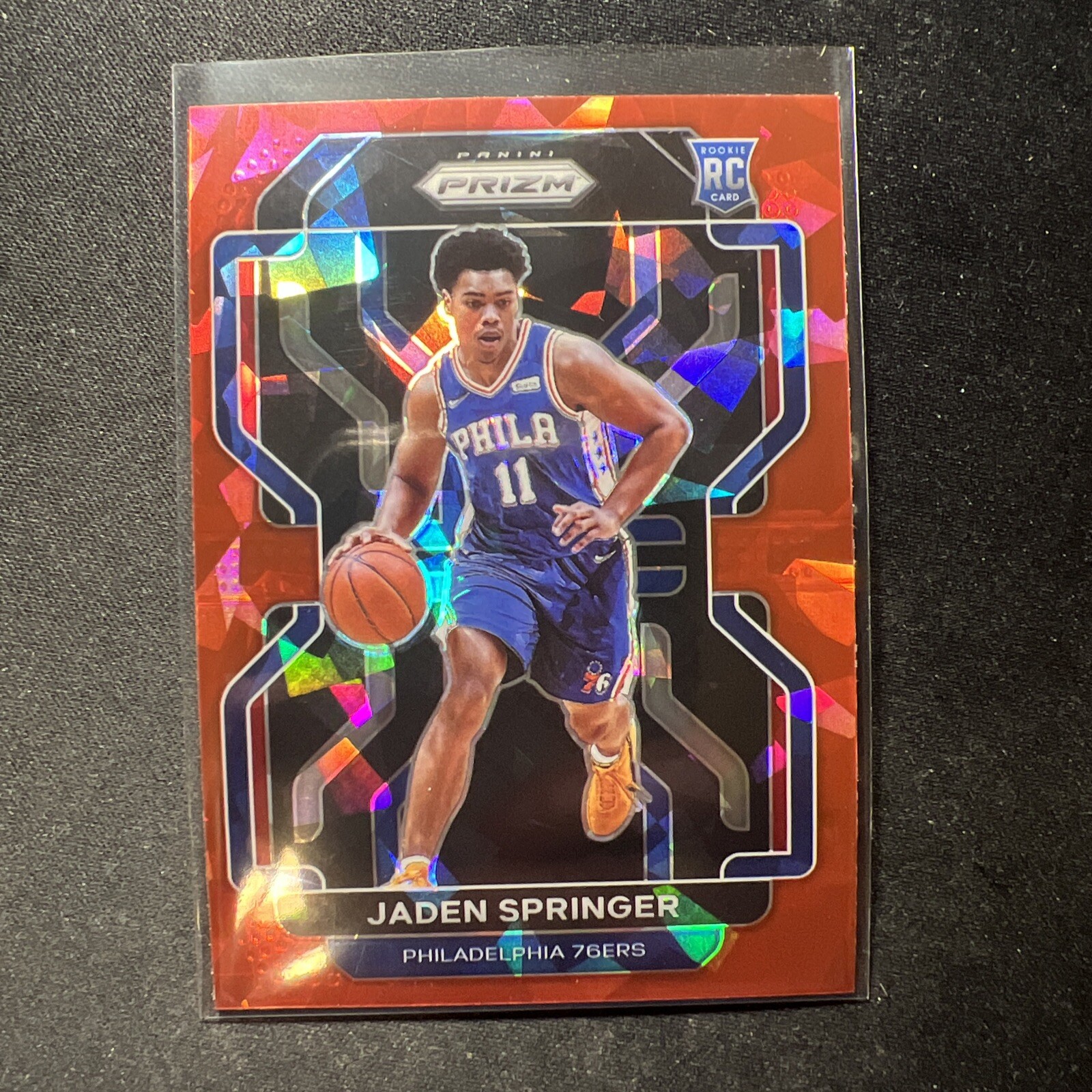 2021-22 Panini Prizm Red Cracked Ice Jaden Springer RC Philadelphia 76ers #317