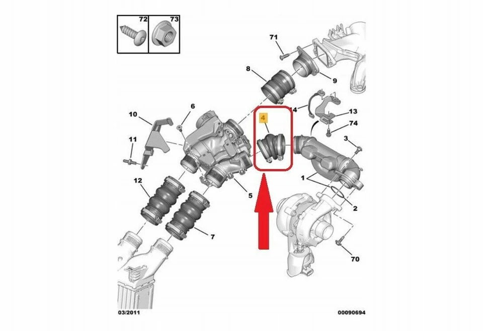 Durite Turbo Entrée D'Air pour Citroen C2 ( Jm ) C3 I (FC, FN) 1.6 HDI Silicone - Photo 3/3