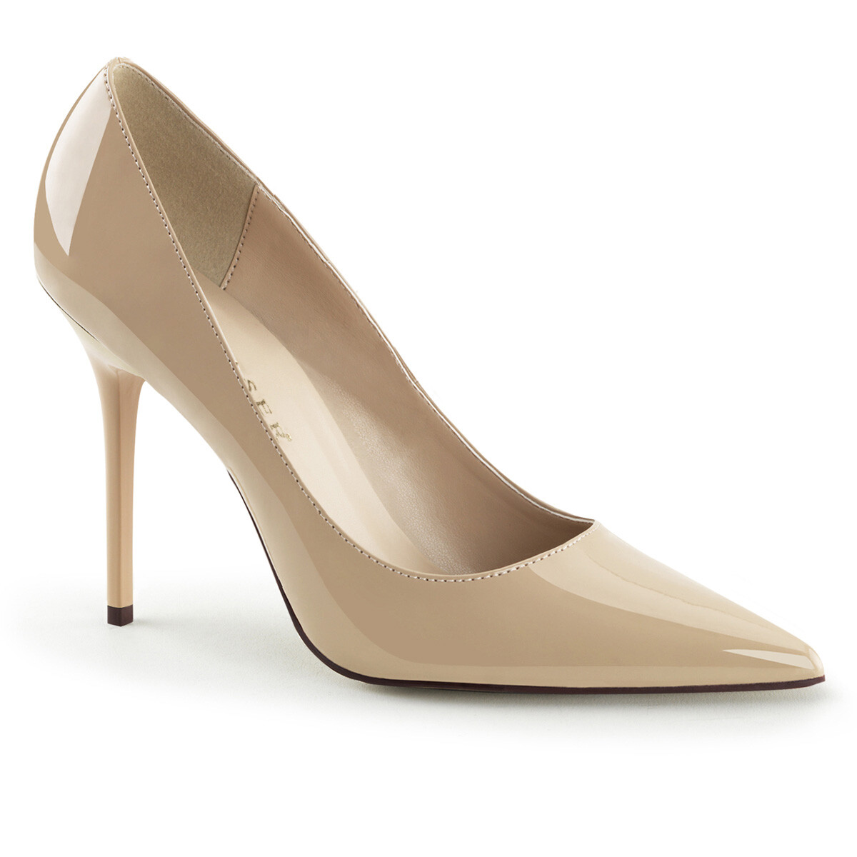 PLEASER CREAM COURT STILETTOS PATENT HEELS CLASSIC CLASSIQUE 20 OFFICE UK SIZE 7