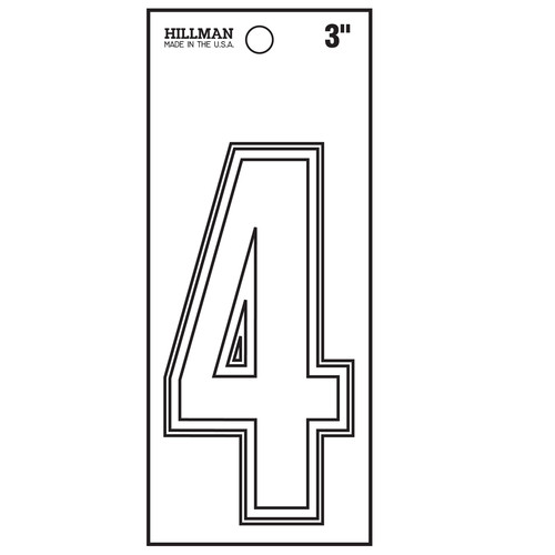 Hillman 3-In. White Matte Vinyl Die-Cut Sticker Thin Number 4 839690