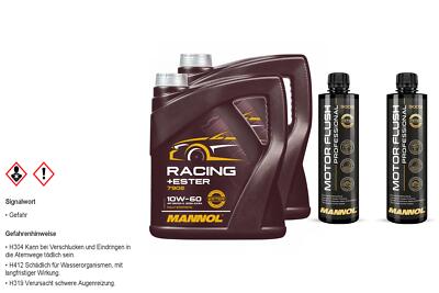 8L MANNOL Motoröl RACING+ESTER 10W-60 Inkl. 2x Reiniger Motor Flush Professional