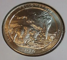 2010 Yellowstone Wyoming D Ameraica the Beautiful Quarter - BU - Uncirculated