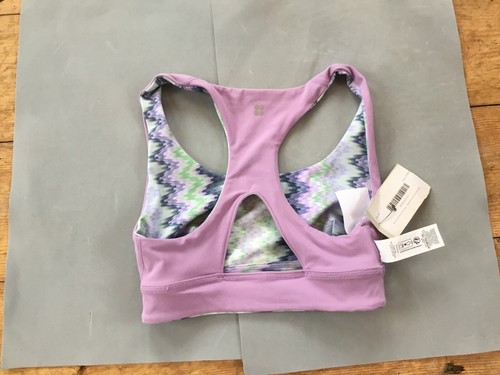 Sweaty Betty Super Soft Reversible Yoga Bra Green Chevron Print & Lily Purple XS - Picture 10 of 14