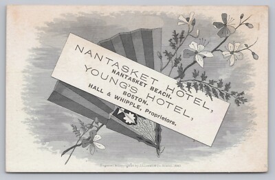 1880 Lowell Engraving Co. Trade Card - Nantasket Hotel & Steam Ship Time Table