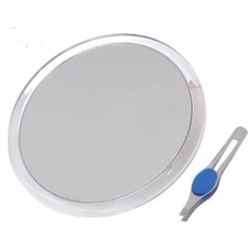 JUMBL 8" 10X Magnifying Mirror with Precision Tweezers - White