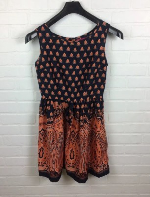 up by ultra pink dress Up By Ultra Pink Medium Women’s Floral Sleeveless Dress Navy Blue Orange 1