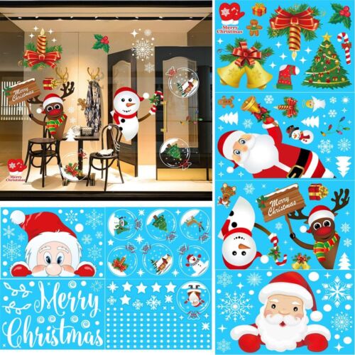 Wall Art Christmas Window Stickers Shopwindow Ornament Snowflake Decals - Photo 1 sur 30
