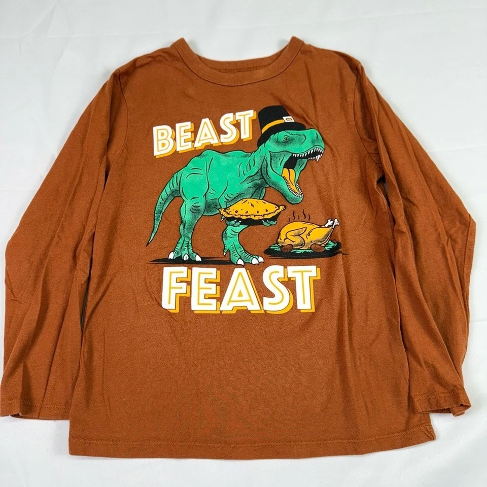 Children's Place Cat & Jack Lot of 2 long sleeve youth shirts size 5/6 Dinosaurs - Image 4 of 4