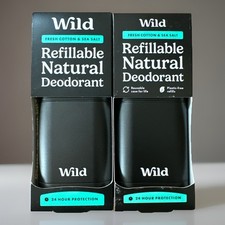 2 x WILD Men’s Black Case Fresh Cotton & Sea Salt Deodorant Starter Packs