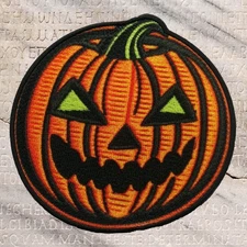 HALLOWEEN PUMPKIN JACK O LANTERN iron-on applique PATCH ORANGE new Decorative