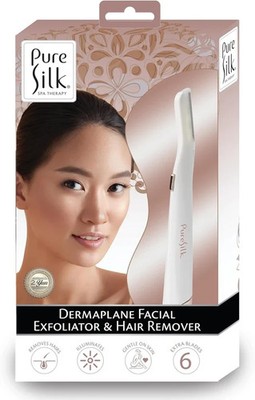 Pure Silk Dermaplane Facial Exfoliator Hair Remover LED Razor 6 Heads