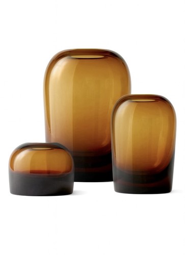 MENU Troll Braunglas Vase 3er Set - Handarbeit mundgeblasen skandinavisches Design