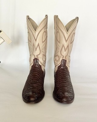 Dan Post Python Snakeskin Cowboy Boots Men s Size 10 D Brown Exotic Leather West