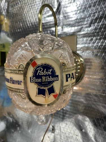 Vintage Pabst Blue Ribbon Beer Rotating Motion Lighted Wall Sconce PBR