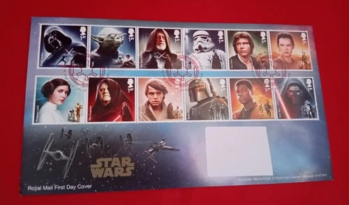 2013 Star Wars 12 GB Royal Mail Stamps First Day Cover Space Lucas Vader Leia