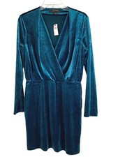 NWT Banana Republic Teal Velour Long Sleeve Dress Medium