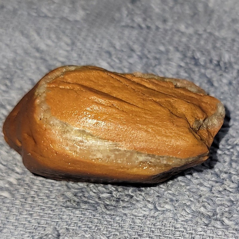 Petite Atypical Orange Jasper Wishing Stone W Thick White Quartz Vein Band 