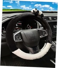 Cute 3D Panda Auto Steering Wheel Cover, Fashion Cartoon Style Car Black White
