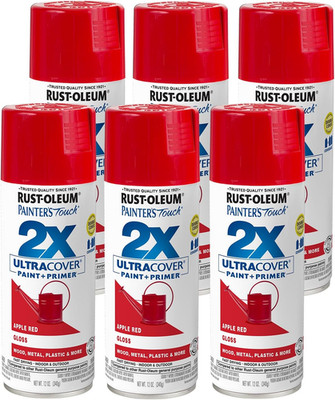 334024-6PK Painter'S Touch 2X Ultra Cover Spray Paint, 12 Oz, Gloss Apple Red, 6