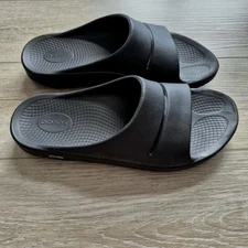 Oofos Ooahh Black Rubber Slide Sandals Men 12 W 14 Recovery Technology Footwear