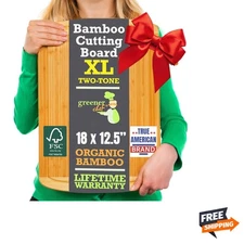 Multi-Purpose 18x12.5 Organic Bamboo Cutting Board - Perfect Gift for Home Chefs