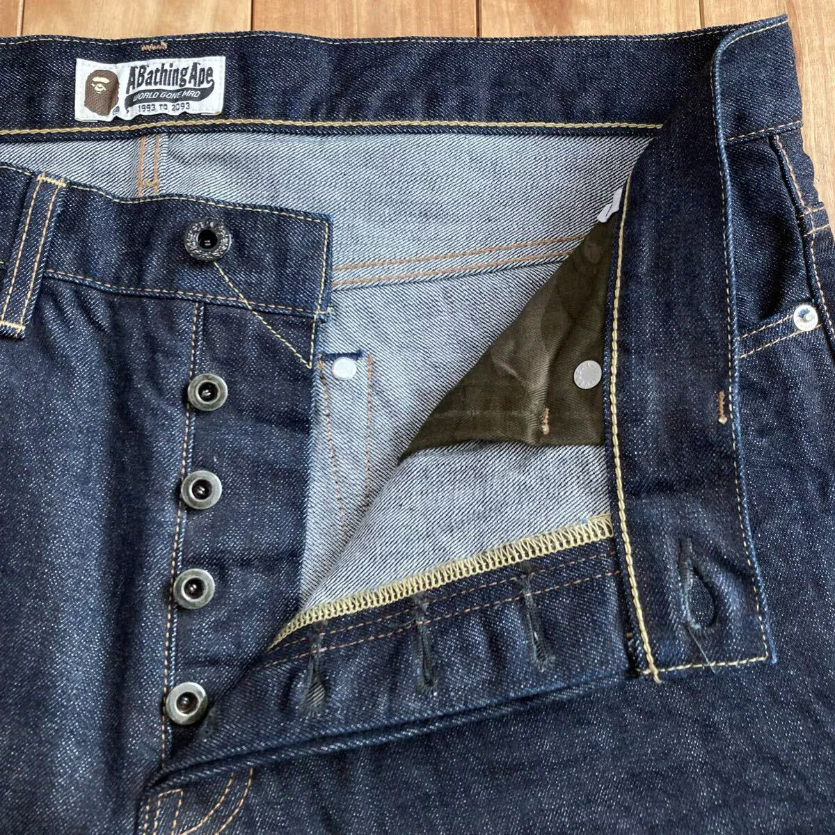BAPE College Logo Denim Shorts a bathing ape NIGO Size XL | eBay