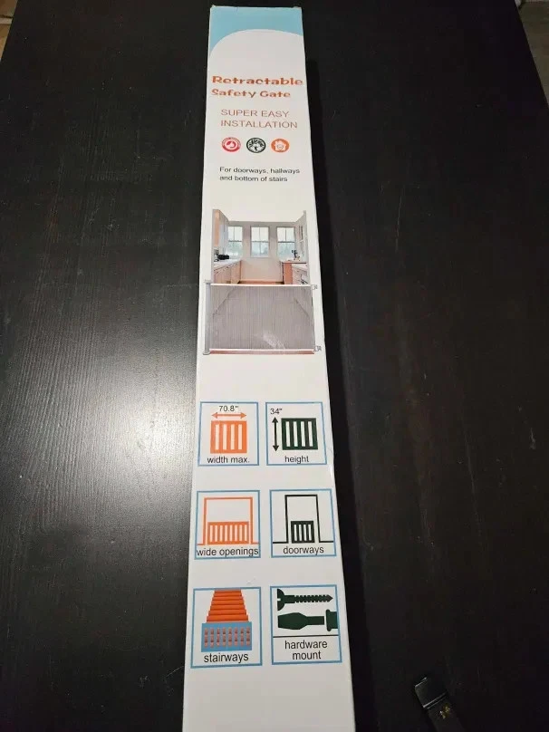 New Retractable Baby/Pet Gate 70.8in W x 34in H Hardware Mount Stairs Doors
Opens in a new window or