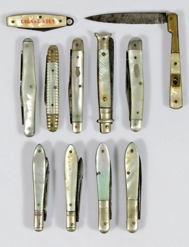 PRL) 11x SWISS KNIFE KNIFE COUTEAU MESSER MOTHER OF PEARL BAG REVENGE RACE