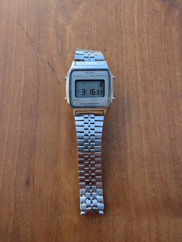 Seiko A914-5A09 Vintage Digital Quartz Alarm Chronograph 80s 90s Silver Metal