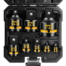 BOEN 8-Piece Impact Socket Adapter & Reducer Set, 1/4, 3/8, 1/2", 3/4", Cr-Mo