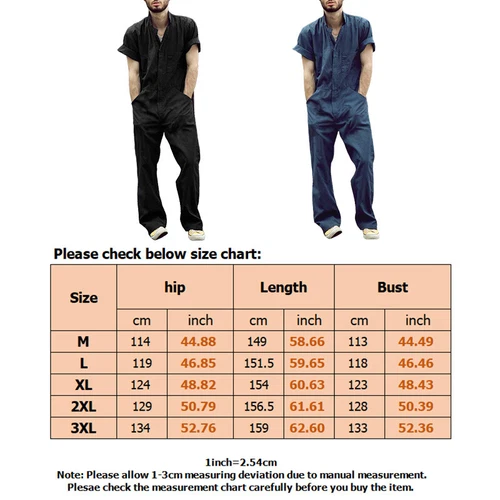 Men Fashion Zipper Short Sleeve Jumpsuit Romper Workwear Overalls Trousers Pants - Picture 3 of 33
