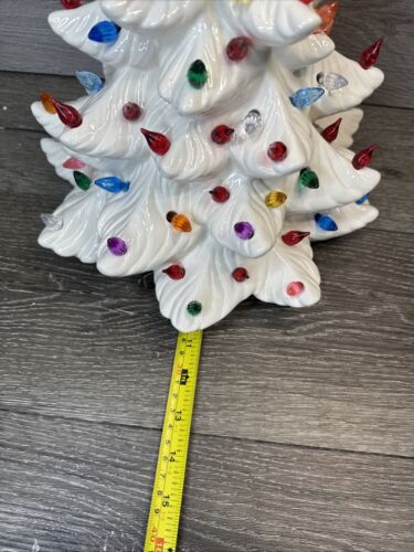 VTG 1974 Atlantic Mold White Ceramic Christmas Tree 19” Tall With Base & Star - Picture 14 of 16