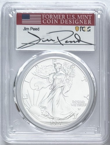 2021 SILVER EAGLE TYPE 2 FIRST DAY OF ISSUE PCGS MS70 JIM PEED HAND SIGNED