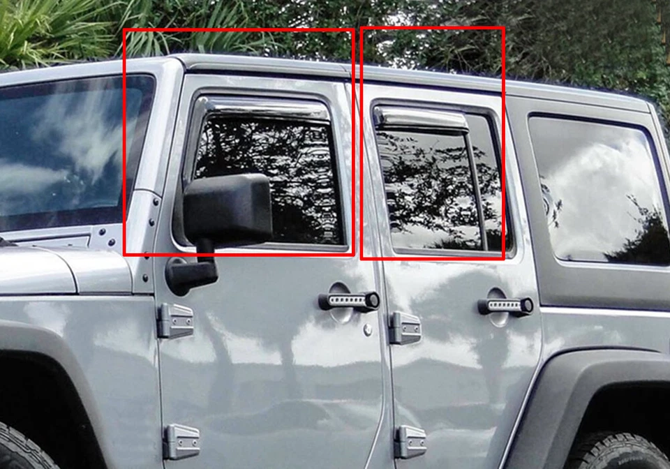 IN-CHANNEL Smoke Window Visors Sun Vent Guard Fit for 2007-2018 Jeep Wrangler - Image 3 of 4