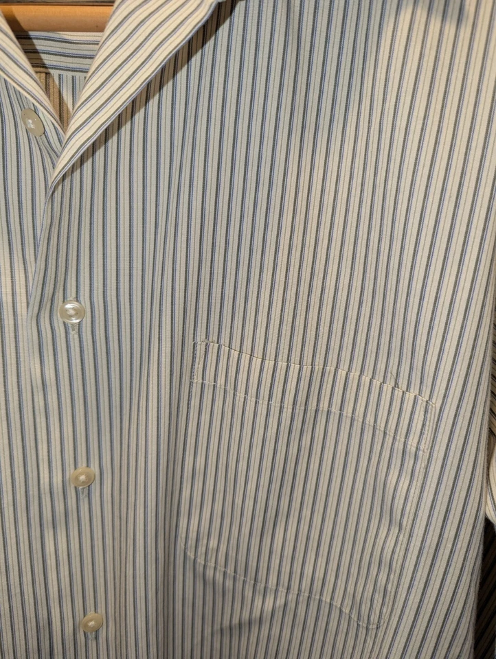 Camisa Geoffrey Beene Talla M Manga Larga Marfil Rayas 15.5 34/35 Sin Arrugas Para Hombre Foto 3 de 4