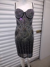 Banjul Black Jeweled Bodycon Dress Size M