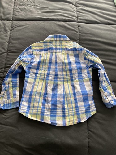 Toddler Boy's Tommy Hilfiger Long Sleeve Blue & Yellow Button Down Shirt Size 2T - Picture 2 of 5