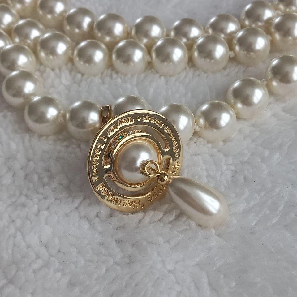 Collana di perle a goccia Vivienne Westwood oro a 3 fili - Immagine 4 di 4