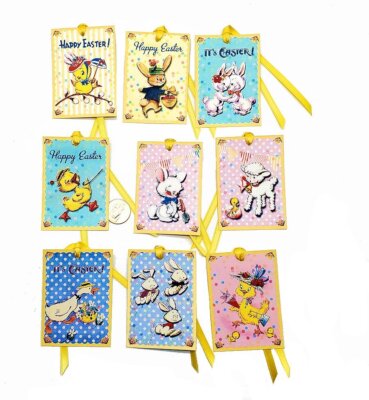 9-Easter-Retro-1950's-Mid Century-Junk Journal-Linen Cardstock-Gift-Hang-Tags