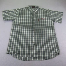 Vintage Rocawear Shirt Mens XL Green White Plaid Button Up Hip Hop Rap Jay Z Y2K