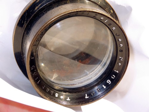 Enorme Latón Carl Zeiss Jena Tessar 3.5/16.5cm 165mm Rápido Gran Formato PARA REPARACIÓN - Imagen 4 de 15