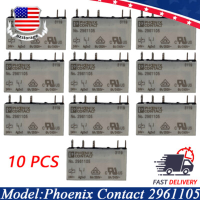 For No.2961105 Phoenix Contact Power Relay 24VDC 250VAC 6A 5-Pin (Pack of 10)
