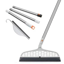 2 In 1 Multi-Surface Silicone Broom Pet Hair Remover W/ Mini Squeegee Lightweigh