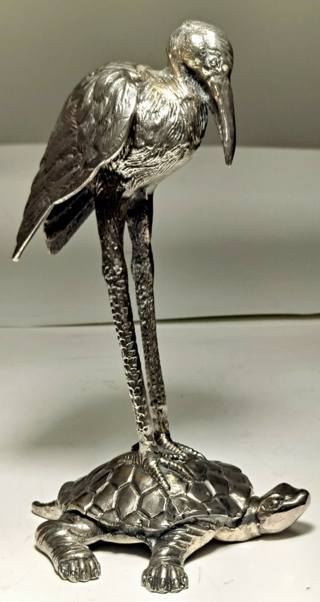 その他 Crane and Tortoise Carved Paperweight Crane and Tortoise Carved Paperweight Vintage Silver plate Crane