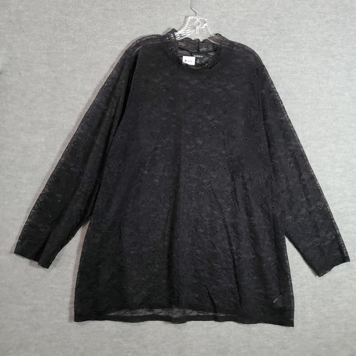 Torrid Women Top 5 Black Sheer Tunic Shirt Floral Crochet Lace