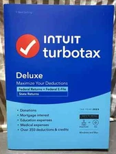 Intuit TurboTax Deluxe 2023 Federal w State CD/Download  